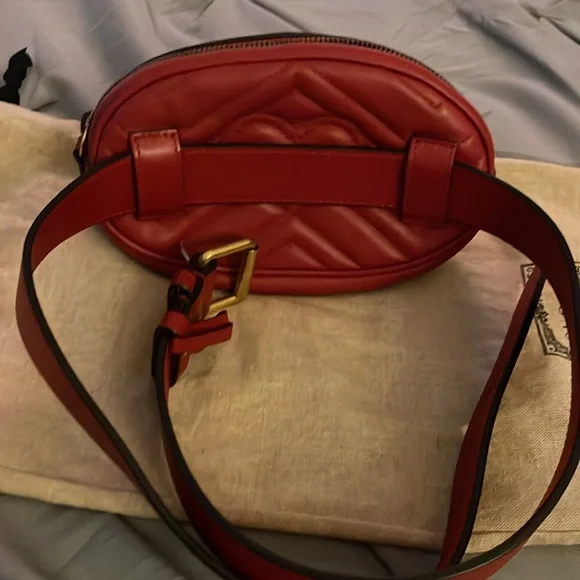 Gucci Belt Marmont 65 small Matelasse Red leather messenger bag - Picture 10 of 11